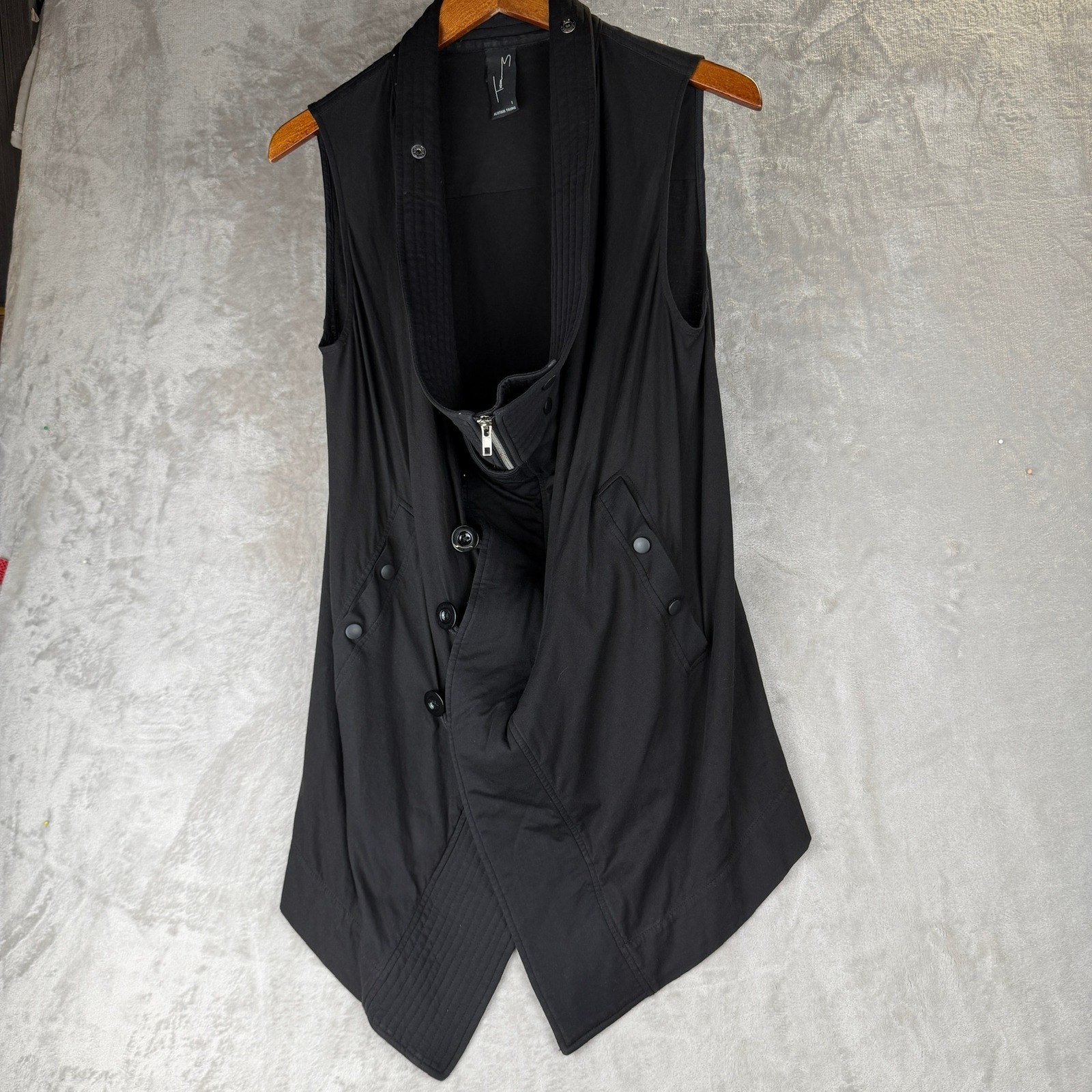 Alistair Trung Black Asymmetric Avant-Garde Cotton Vest Made In Japan Size 1